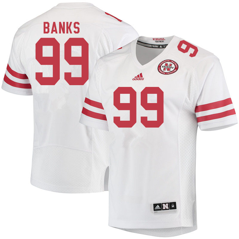 Men #99 Brant Banks Nebraska Cornhuskers College Football Jerseys Sale-White